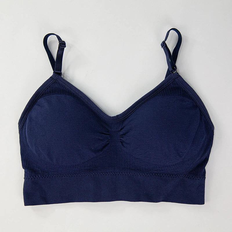 Sutiã feminino sem costura, secagem rápida, respirável, ioga, academia, corrida, push up, top esportivo à prova de choque