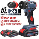 Furadeira e parafusadeira elétrica sem fio 2 em 1 16,8 V/21 V sem escova, chave de fenda elétrica, chave de fenda com 21 modos de rotação, furadeiras e parafusadeiras