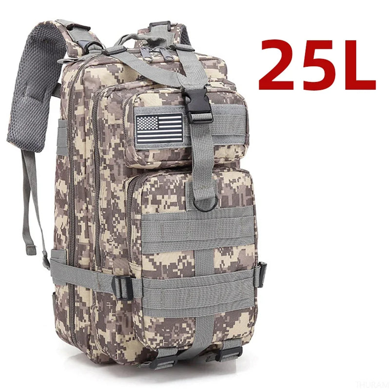 Mochila impermeável de nylon 1000D 25L/50L para caminhadas, pesca e caça, para atividades ao ar livre, esportes táticos, acampamento e caminhada