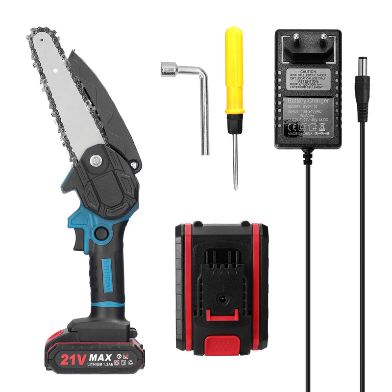 Motosserra KKMOON 21V 4/6/8 polegadas Serra elétrica de corrente sem fio Serra de poda portátil Serra elétrica portátil para marcenaria Ferramenta de corte