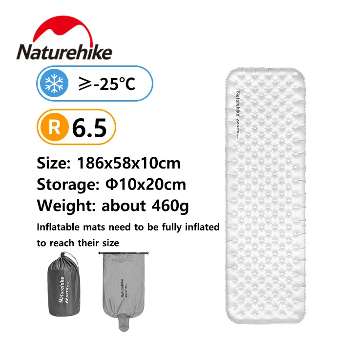 Colchonete Inflável Naturehike 3.2/4.6/5.8/6.5/8.8 R Value Ultraleve Camping Colchonete Inflável para Área Externa Colchonete À Prova de Umidade