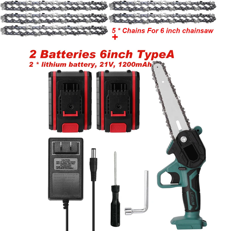 Motosserra KKMOON 21V 4/6/8 polegadas Serra elétrica de corrente sem fio Serra de poda portátil Serra elétrica portátil para marcenaria Ferramenta de corte