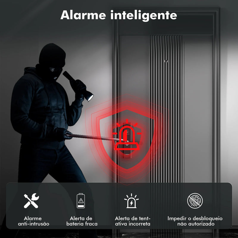 Fechadura inteligente com impressão digital e senha compatível com Tuya, desbloqueio rápido ≤ 1s, fechadura eletrônica, Coibeu