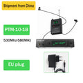 Sistema sem fio PTM-10 para monitoramento intra-auricular, com transmissor de áudio estéreo UHF e receptor de corpo 900MHz/500MHz, em metal Phenyx pro.