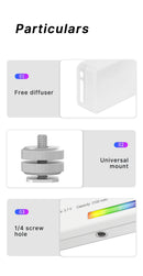 Luz de vídeo Ulanzi VL120 RGB branca de cor total, 2500K-9000K, LED para fotografia, luz de preenchimento para câmera, luz para vlog ao vivo, luz de preenchimento ajustável.