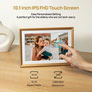ARZOPA Porta-Retratos Digital com Tela Sensível ao Toque de 10,1" e Wi-Fi | Presente Ideal para a Família | Compartilhe Fotos e Vídeos pelo Aplicativo | D10 Dourado Metálico