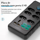 Extensão elétrica, filtro de linha, extensão de energia, tomada USB, plugue, plugue de água, filtro de linha brasileiro, 100-220V, 10A
