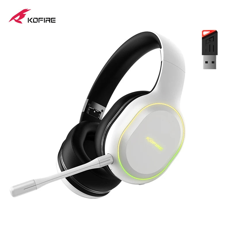 Fones de ouvido para jogos Kofire UG-05 2.4G BT5.0 sem fio com microfone RBG luz vibração Bluetooth para PS4 PS5 PC Switch
