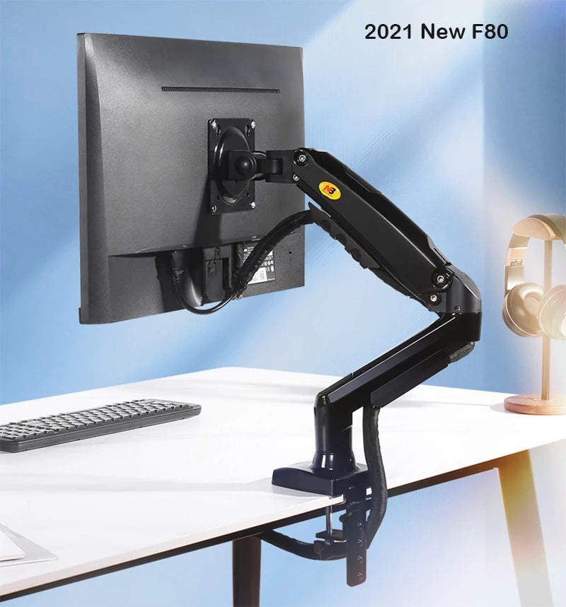 Suporte de monitor LCD LED de mesa de 17 a 30 polegadas com mola a gás F80 Braço ergonômico Suporte de gás Flexi Mount Carga 2 a 9 kg