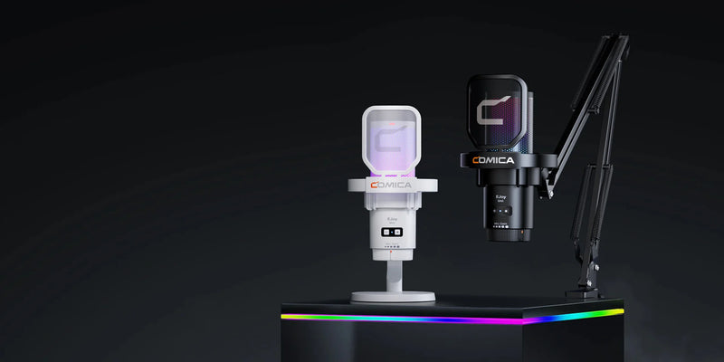 Microfone para jogos USB Comica Uni Pro com botão de cancelamento de ruído/RGB/balanço de ganho e microfone condensador para streaming de podcast