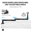 Suporte baixo para microfone de mesa Ulanzi LS26, ajustável em 360°, braço cruzado super longo de 48 cm com suporte para microfone de 1/4'', 3/8'' e 5/8''