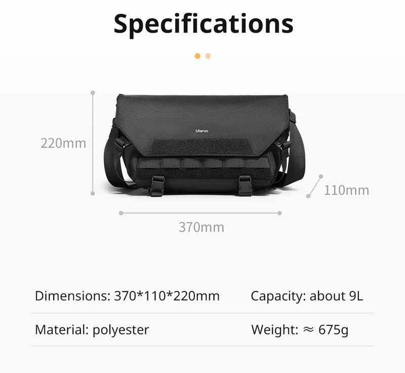 Bolsa tiracolo Ulanzi BC08 com capacidade de 9L, à prova de respingos, universal, para fotografia, bolsa transversal para câmera DSLR, organizador de viagens ao ar livre