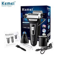 Barbeador e Aparador de Pelos de Nariz Elétrico Kemei KM-6558 Multi Funcional Impermeável 3 em 1