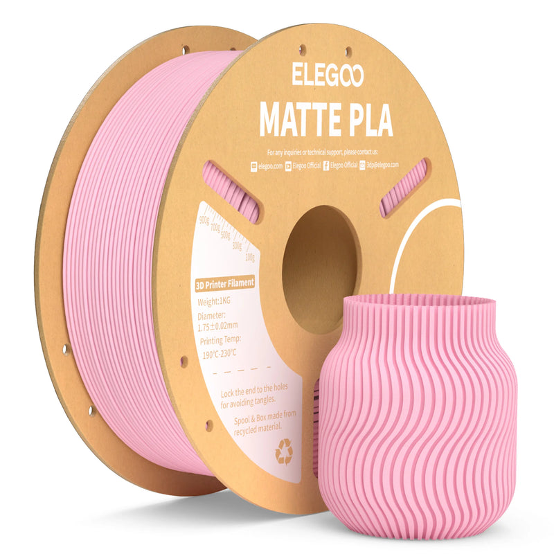 Filamento PLA fosco ELEGOO 1 kg, filamento FDM para impressora 3D de 1,75 mm, precisão dimensional de +/- 0,02 mm, bobina de papelão de 1 kg (2,2 lbs)