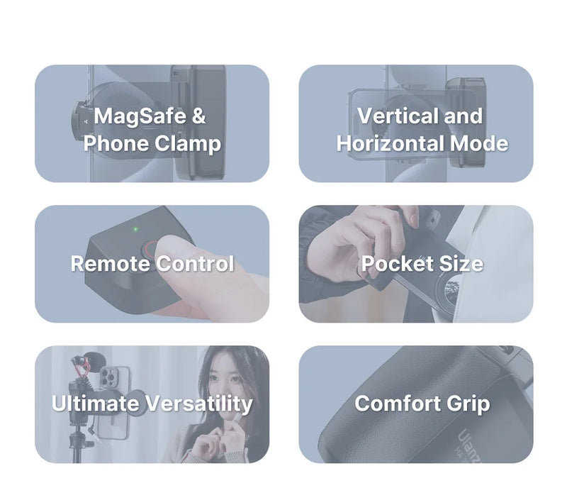 Ulanzi MA35 MagSafe para Smartphone, Alça de Obturador para Câmera Bluetooth, Alça para Selfie, Estabilizador de Câmera para Fotos, Vertical e Horizontal