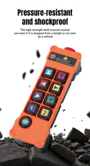 Controle remoto industrial à prova d'água e resistente à poeira para guindaste HENJEL H208 com interruptor de dupla velocidade e controle remoto sem fio de 12 V/24 V CC.