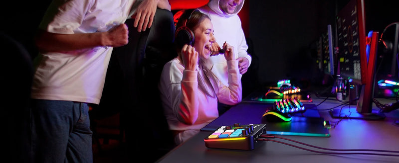 Interface de áudio para jogos MAONO G1 NEO, efeitos sonoros personalizados, mixer de áudio, streaming com microfone XLR para voz de jogos