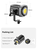 Ulanzi VL-120Bi VL-120C 120W V-Mount COB Luz sem fio Controle por aplicativo 2700K-6500K Luz de vídeo para fotografia de vídeo de esquete