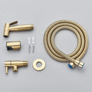 Kit de ducha manual em ouro escovado, pulverizador para bidê, torneira para bidê em aço inoxidável, válvula Shattaf, conjunto de jatos, chuveiro higiênico