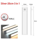 Luz noturna LED com sensor de movimento 20/30/40/60 cm, sem fio, USB, para armário, luz noturna, lâmpada para guarda-roupa, cozinha, armário, quarto