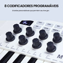 Controlador de teclado MIDI USB M-VAVE com 25 teclas, 8 pads de bateria retroiluminados, 8 knobs e 2 touch strips. Instrumentos musicais para teclado.