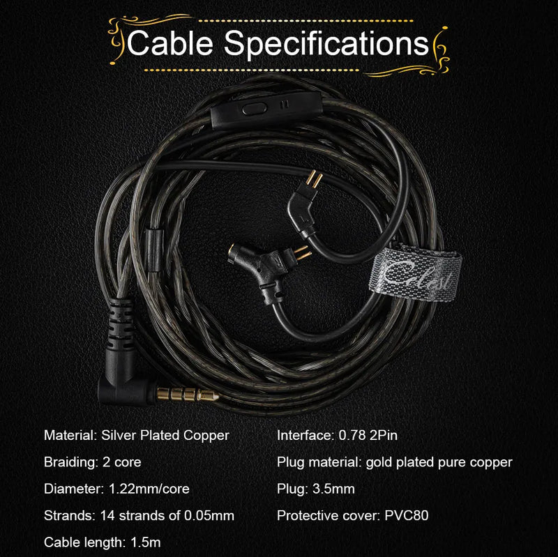 Fones de ouvido Kinera Celest Wyvern pretos com cabo e microfone, envio de IEMs brasileiros, fones de ouvido com fio Hi-Fi para jogos, para presente