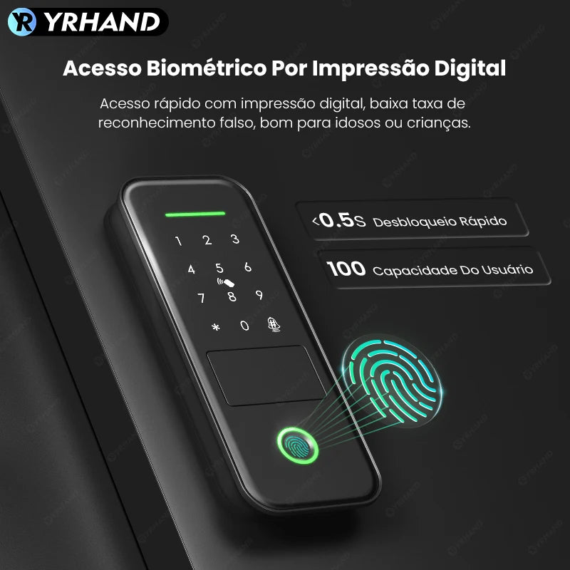 Fechadura eletrônica inteligente à prova d'água com impressão digital e Wi-Fi para porta, fechadura digital do Brasil, fechadura inteligente de aro para casa Tuya