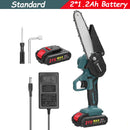 Motosserra elétrica sem fio de 21 V e 6 polegadas, bateria de lítio recarregável, motosserra elétrica para rachar madeira, ferramentas para trabalhar madeira com uma mão