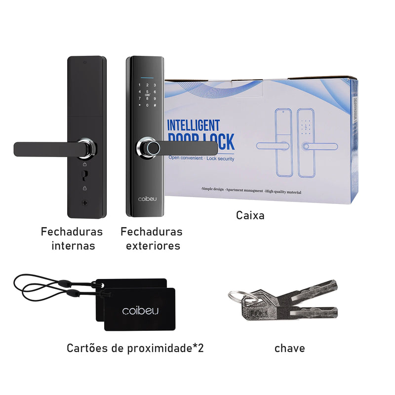 Fechadura inteligente com impressão digital e senha compatível com Tuya, desbloqueio rápido ≤ 1s, fechadura eletrônica, Coibeu