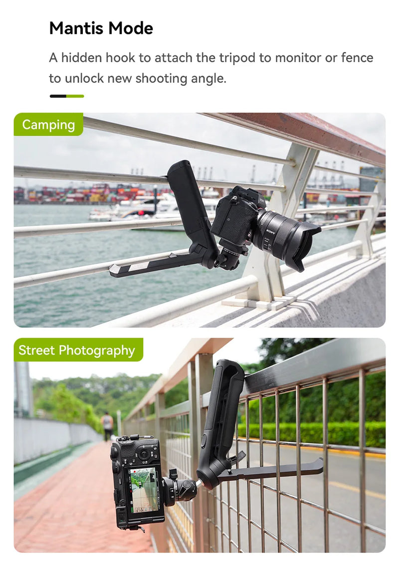 Tripé Ulanzi VlogPod TT38 com placa de liberação rápida, alça para câmera DSLR, tripé de mesa para transmissão ao vivo após selfie e vlog