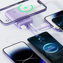 Carregador portátil Magsafe de 10000mAh para celular, bateria externa com indução, mini saída universal, 2 cabos