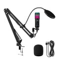 Microfone RGB de Braço Articulado, Condensador, de Mesa para PC Gamer, Coibeu