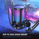 Microfone para jogos USB FIFINE, microfone condensador com RGB, para PC, PS4, PS5 e MAC, adequado para podcasters/jogadores/influenciadores/estúdio doméstico