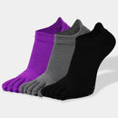 Meias esportivas de cinco dedos com 3 almofadas, meias invisíveis de algodão com 3 almofadas, antibacterianas, desodorizantes e antiderrapantes.