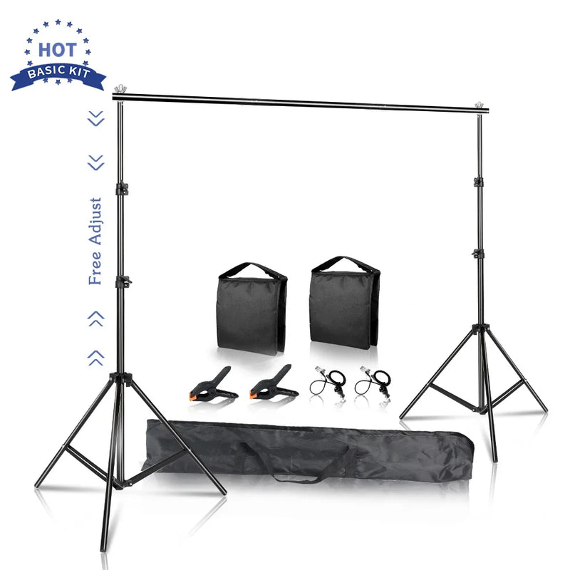 SH Fotografia Fundo Suporte de Fundo Kit de Suporte de Tela de Quadro com Estojo de Transporte para Estúdio de Fotografia e Vídeo de Musselina