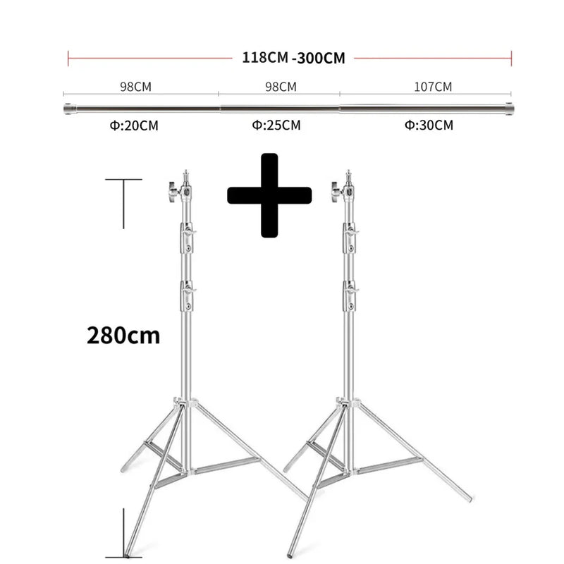 2,8x2/3M Barra transversal telescópica universal Suporte para fundo fotográfico Sistema ajustável Suporte para estúdio fotográfico Boom Super Racks