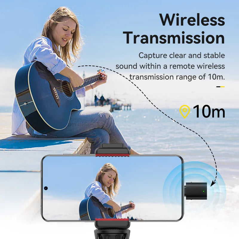 Microfone de lapela sem fio Ulanzi WM-10 1 para 1 USB C para Android e iPhone com esponja à prova de vento para gravação de transmissão ao vivo