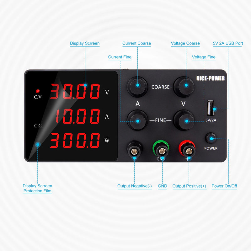 Fonte de alimentação de bancada 300W 150W Fonte de bancada 30V 10A 5A Power Bank Noberak Laboratory Fonte de alimentação DC ajustável com chave