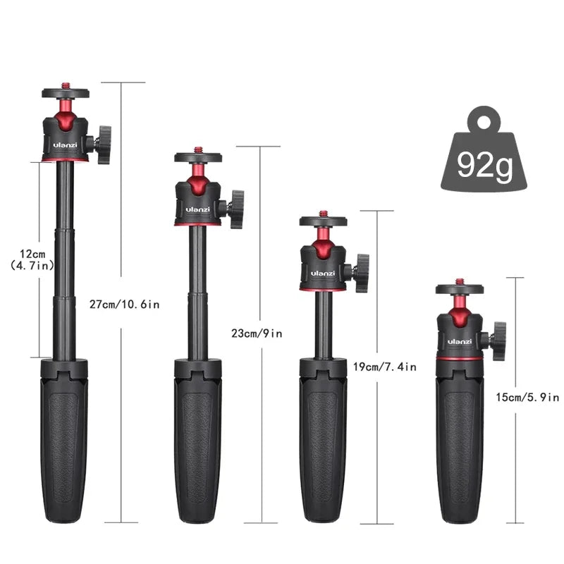Ulanzi MT-08 Mini Tripé Extensível Portátil para Vlog, Smartphone, Selfie Stick, Tripé com Suporte para Câmera Canon, Sony, Nikon, DSLR e Celular