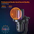 Microfone para jogos USB com fio Comica Uni D Uni A para PC, laptop, telefone, microfone condensador com cancelamento de ruído e iluminação RGB