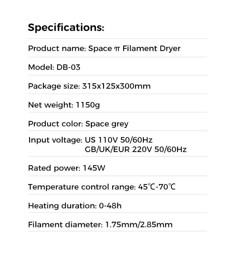 Caixa de secagem e Armazenamento de filamentos para Impressora 3D Creality Space π - Seleção rápida de filamentos, secagem eficiente