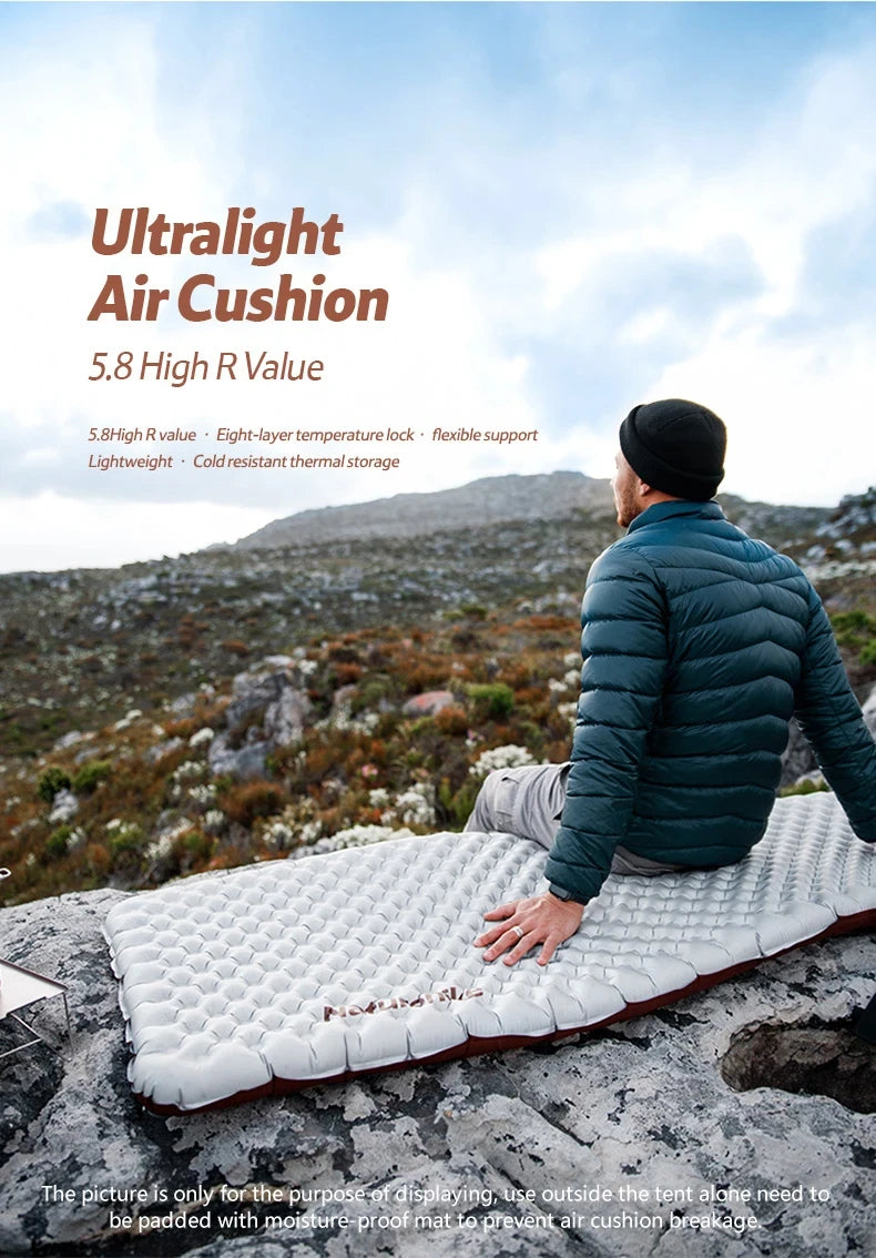 Naturehike Colchão inflável para acampamento 3.2/5.8 R Value Ultraleve para acampamento ao ar livre Colchão portátil dobrável para dormir