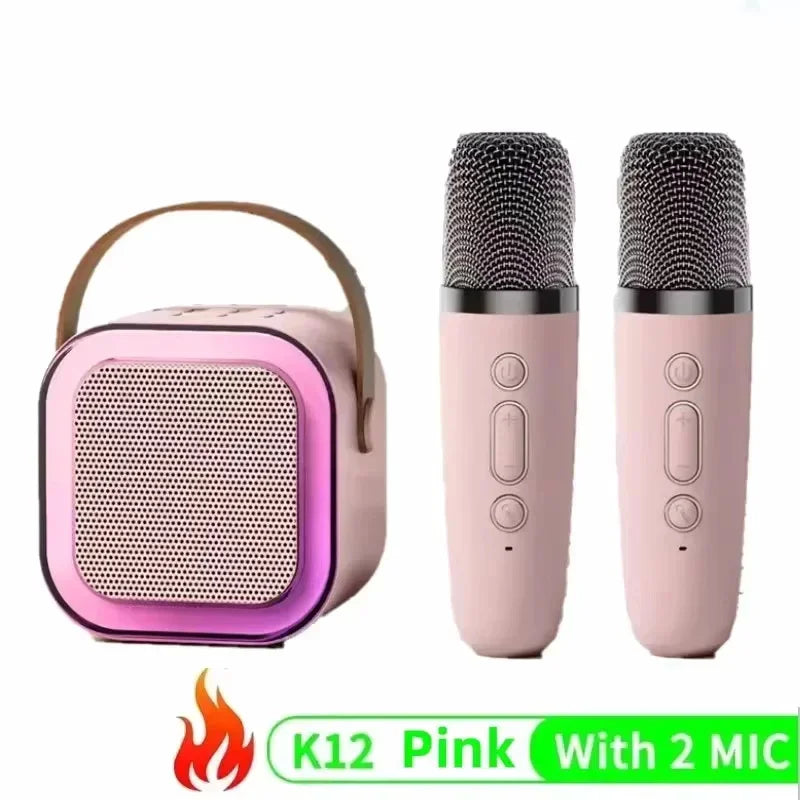 Sistema de Alto-Falante de karaokê Portátil Bluetooth K12 com 2 Microfones Sem Fio, Adequado para Cantos de Casa
