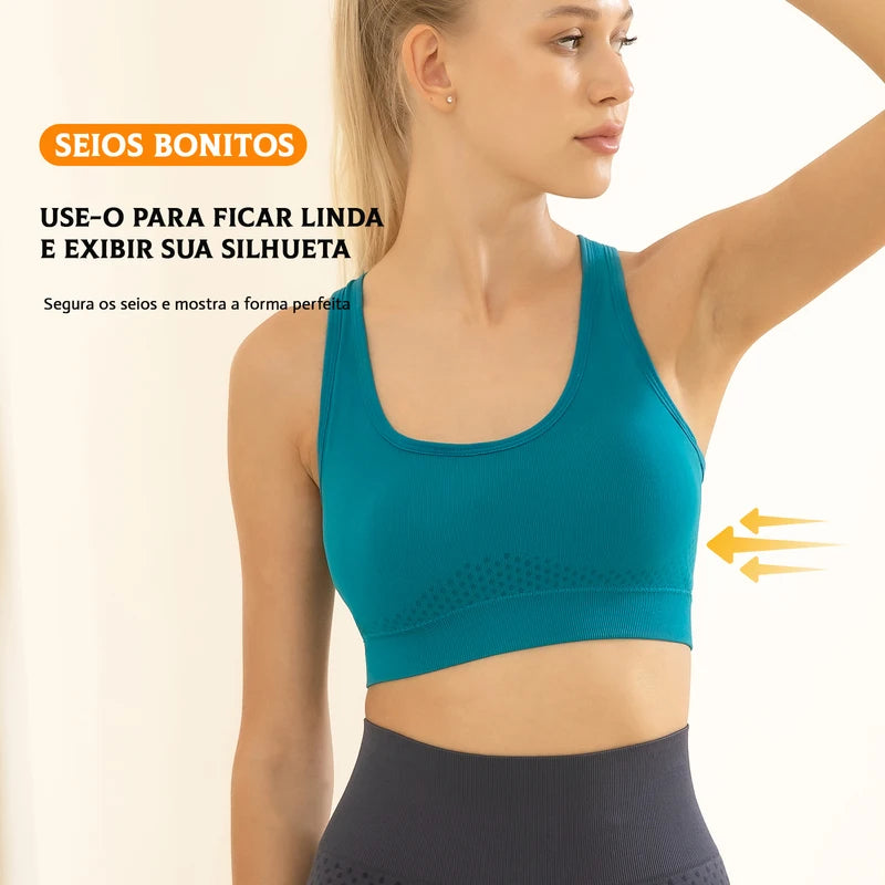 2 Pieces Seamless Sports Bra Breathable Push Up Shockproof Women Cropped Top Sports Bra Sports Underwear