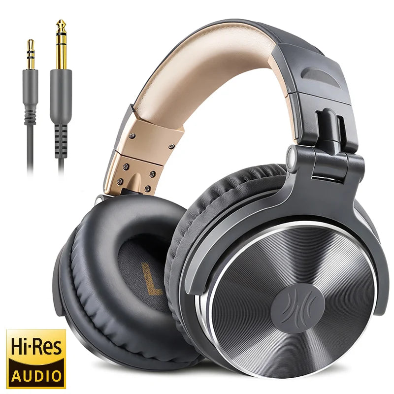 Fones de ouvido com fio Oneodio Pro 10, áudio de alta resolução, fone de ouvido com fio, estéreo, profissional para DJ, com microfone, sobre a orelha, fone de ouvido de estúdio