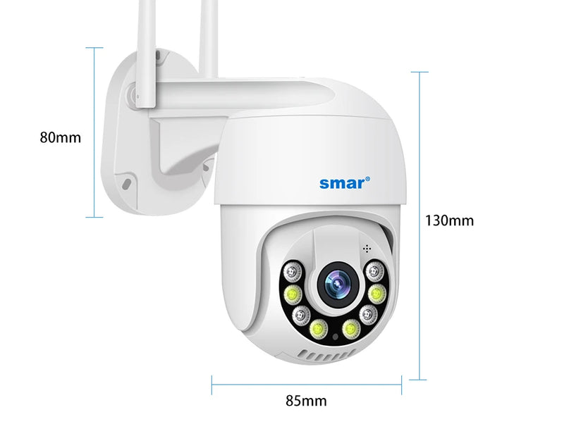 Câmera Smart 3MP 5MP PTZ WiFi externa com rastreamento automático, detecção humana por IA, visão noturna em cores, áudio bidirecional, câmera IP ICsee APP