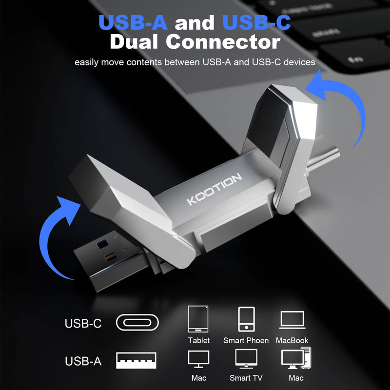 Pen drive USB 3.2 de estado sólido KOOTION U54 450 MB/s de alta velocidade 512 GB 256 GB 128 GB USB tipo C Flash Drive OTG Memory Stick