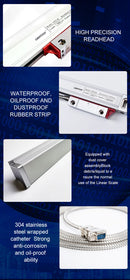 Visor digital DRO-2V AC90-260V e 2 réguas de vidro com escala linear de 0-1000mm para tornos e fresadoras.