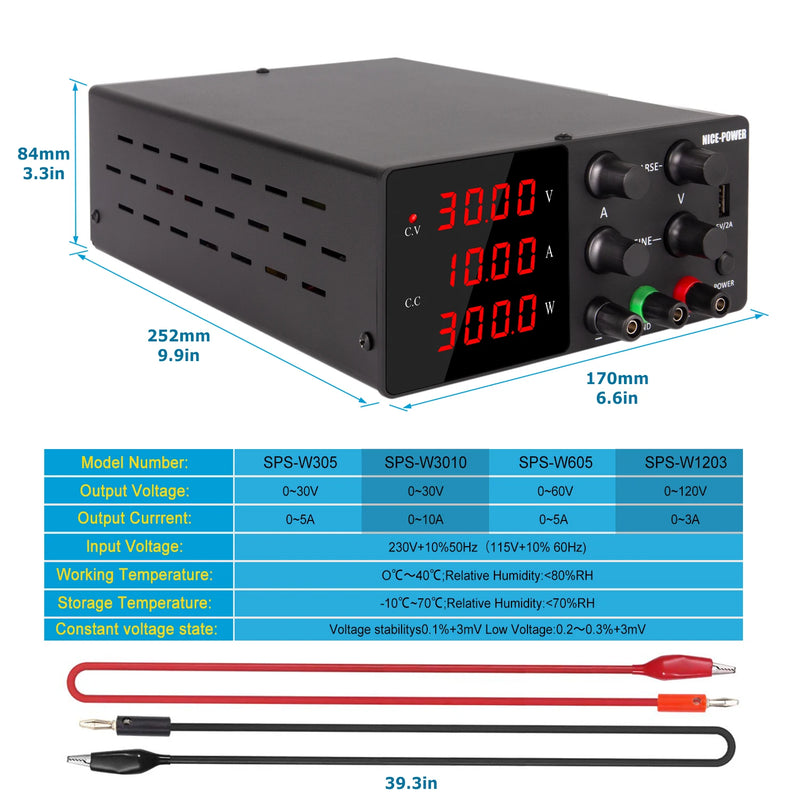 Fonte de alimentação de bancada 300W 150W Fonte de bancada 30V 10A 5A Power Bank Noberak Laboratory Fonte de alimentação DC ajustável com chave