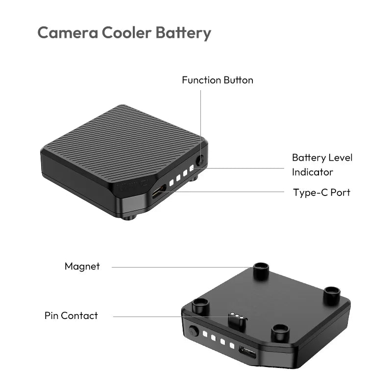 Ulanzi CU01 Cooler para câmera, ventilador de resfriamento para transmissão ao vivo, sistema de resfriamento alto, radiador de câmera, dissipador de calor para Canon R50 Sony ZVE Nikon